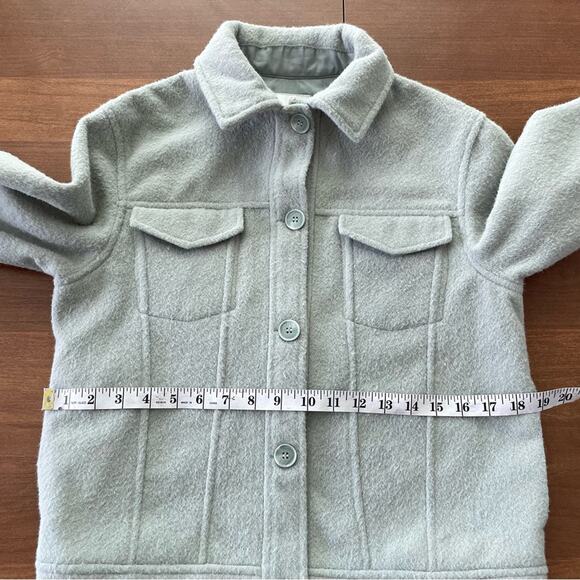 Joie | Women’s Fuzzy Sage Green Boxy Cropped Shacket Jacket Button Down Collared - Picture 7 of 12